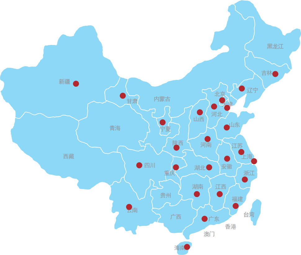 襄佐金融服务网络覆盖全国示意图
